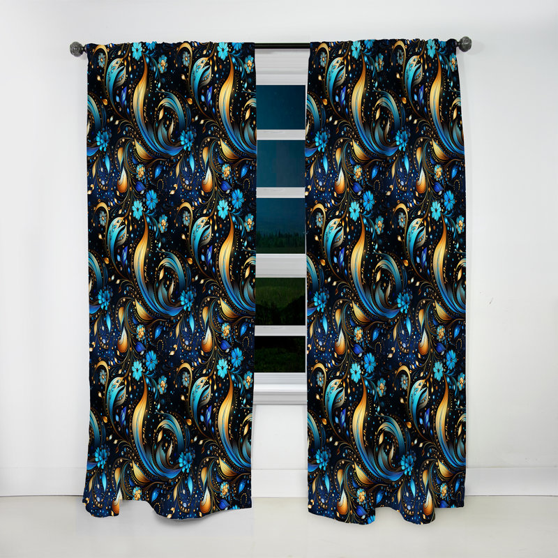 Motif cachemire marocain marocain - Rideau glamour - Velours obscurcissant - 1 panneau, L 52 po x L 108 po