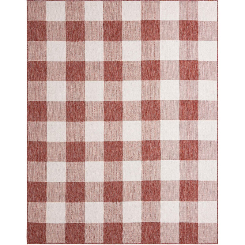 Tapis intérieur / extérieur rouge Borland, Rectangle 7 pi 10 po x 10 pi