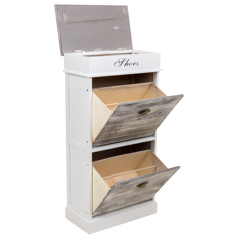8 Pair Shoe Rack, Ash Grey/White