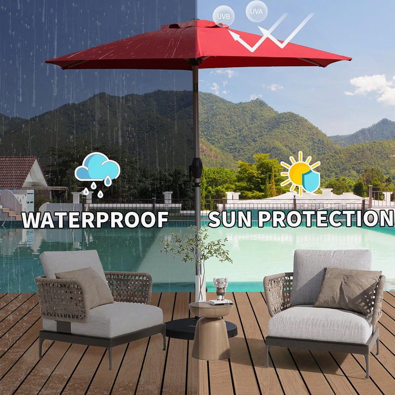 Parasol d'extérieur doté de caractéristiques avancées pour une protection solaire et une durabilité idéales, Rouge brique