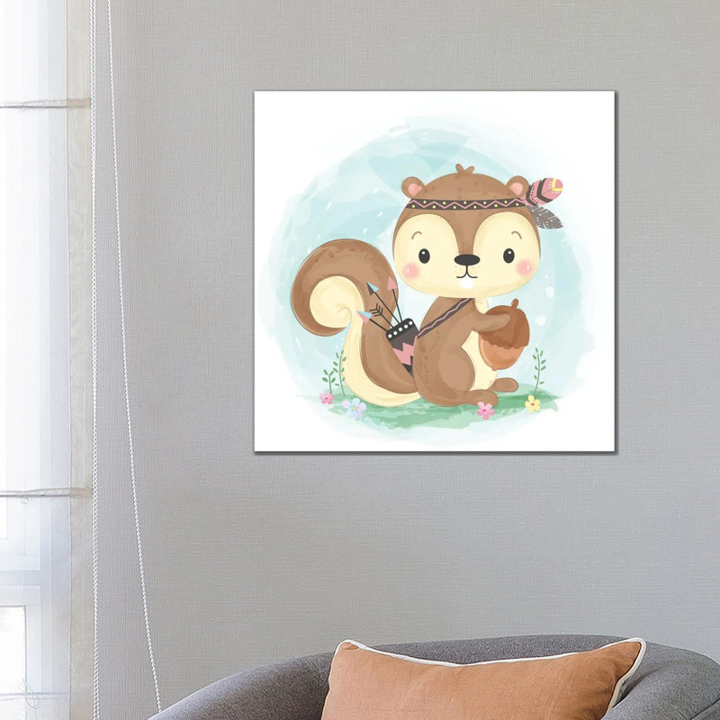 Squirrel For Children's Room by Art Mirano - Wrapped Canvas Print, 66.04cm H x 66.04cm W x 1.9cm D