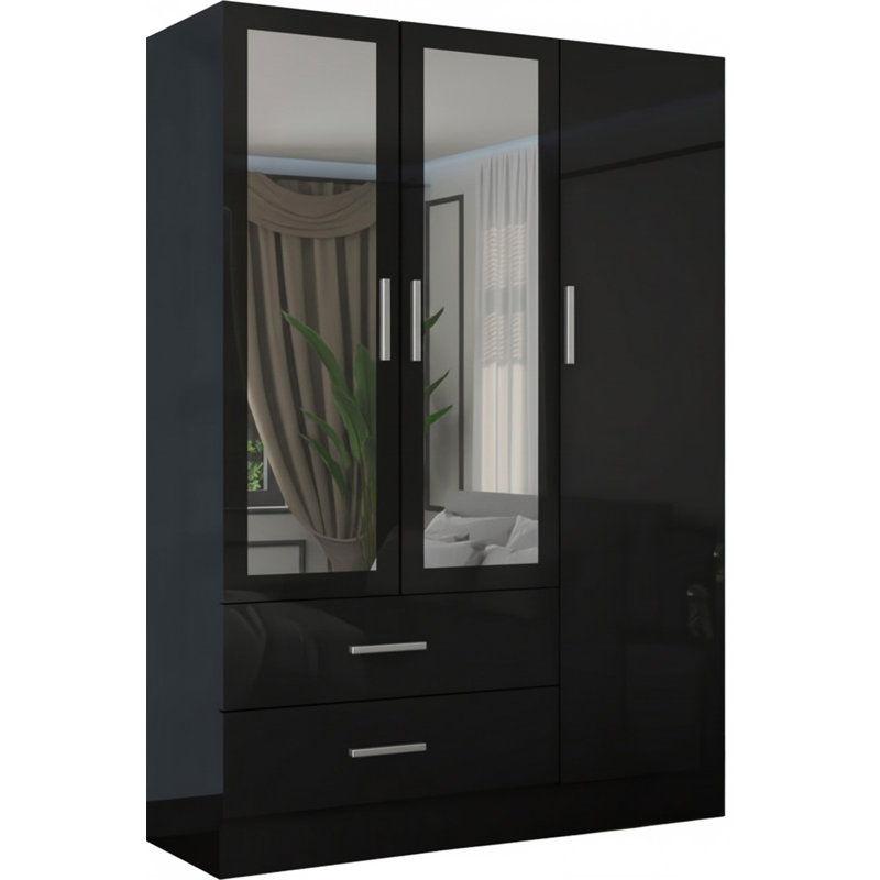 Manufactured Wood Wardrobe, Black