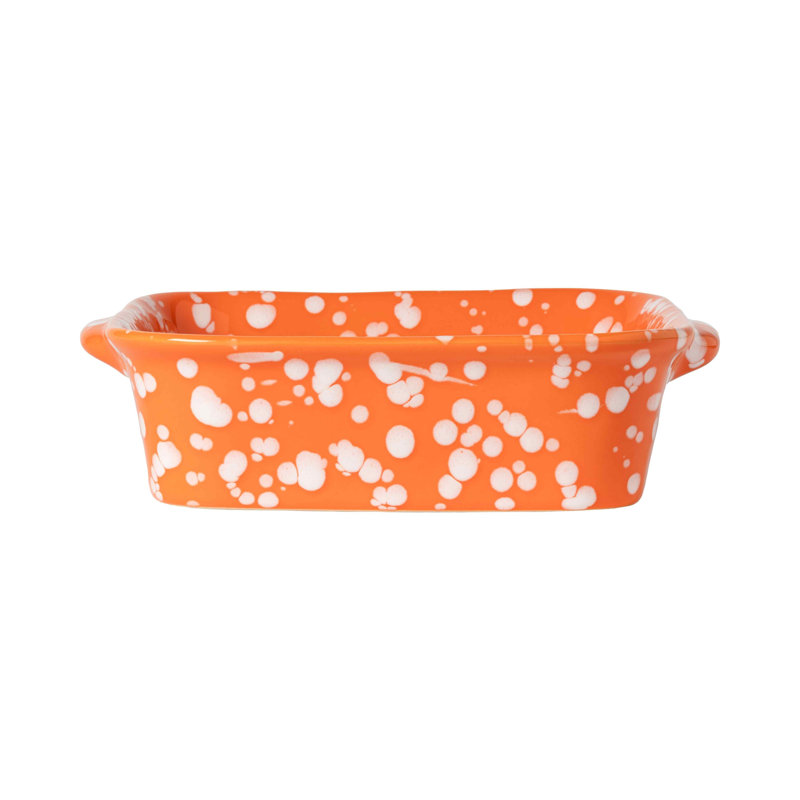 Rafaela Square Baker, Tangerine/White, 10.5" x 9.38"
