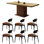 Wood Rock Top Dining Table 6 - Person Pedestal Dining Set