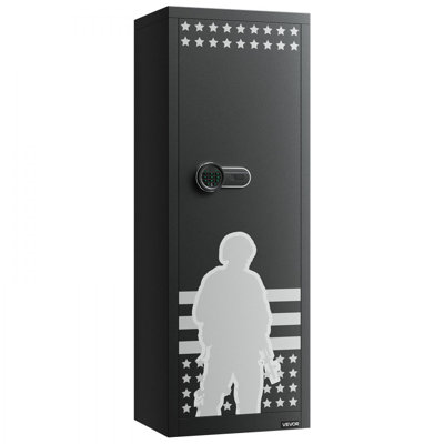 Coffre-fort pour 10 à 12 armes à feu, armoire à fusil longue pour carabines et pistolets, coffre-fort pour fusil à accès rapide avec 4 poches pistolets et 3 supports réglables, grande armoire numérique avec serrure à clé et à mot de passe