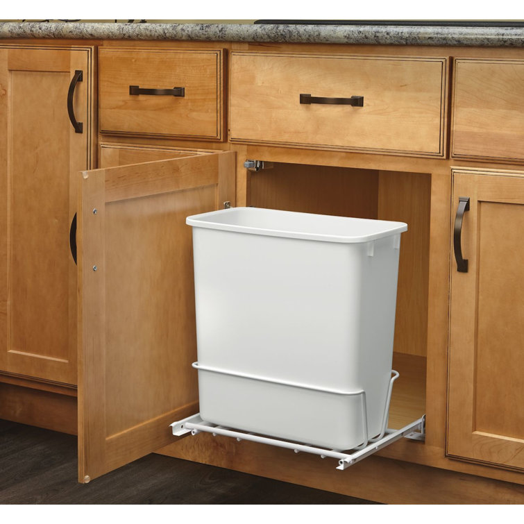 Rev-A-Shelf Double Pull Out Trash Can 35 Qt for Kitchen, White, RV