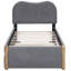 Lit plateforme simple tapissier avec pieds de support en bois et lit gigogne simple