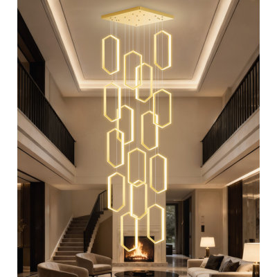 15-Ring Modern Led Dimmable Chandelier Gold