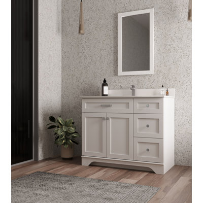 Ensemble de meuble-lavabo simple 41,3 po avec miroir Cieanna