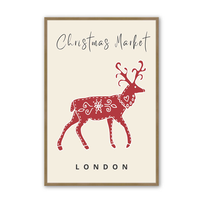 Affiche de marché de Noël II, Cadre simple brossé doré, H 15,25 po x l 12,25 po
