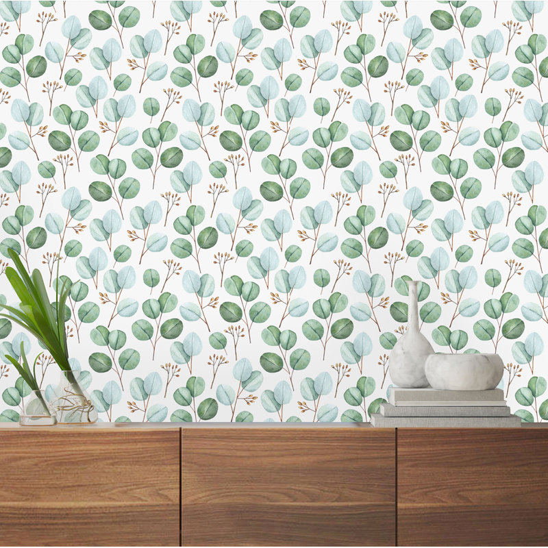 Rouleau de papier peint adhésif Pungoteague Eucalyptus, L 16,67 po x l 25 po