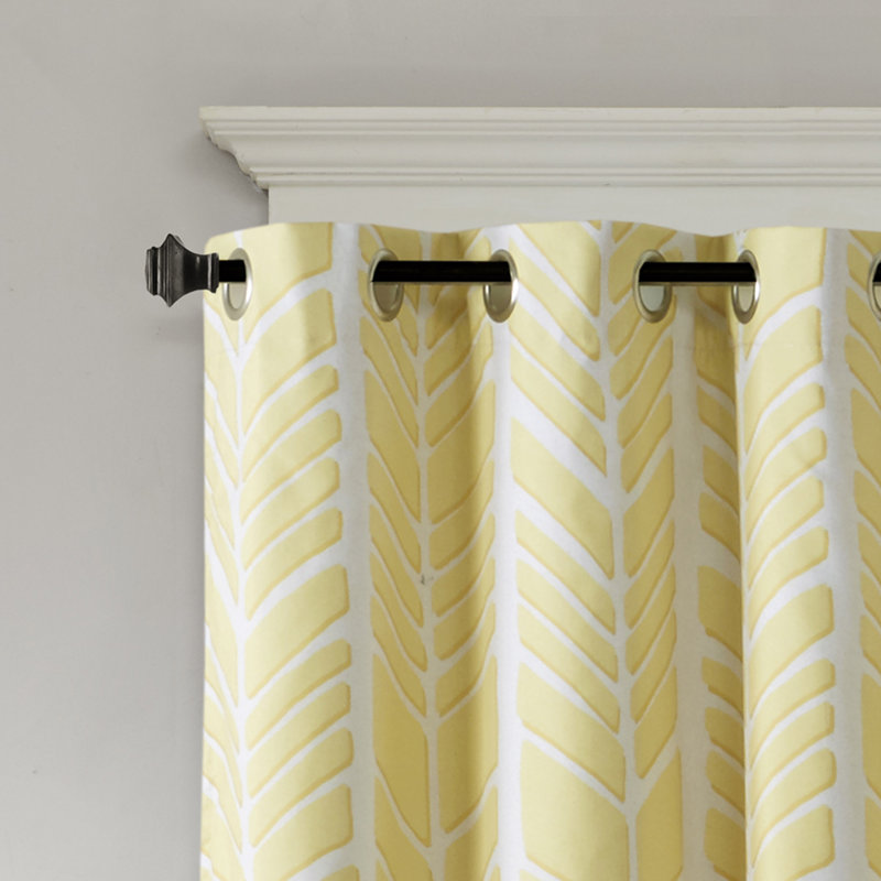 Printed Total Blackout Curtain Panel, Jaune/gris