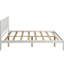 Lit plateforme avec tête de lit double, blanc, sans sommier tapissier avec support en bois
