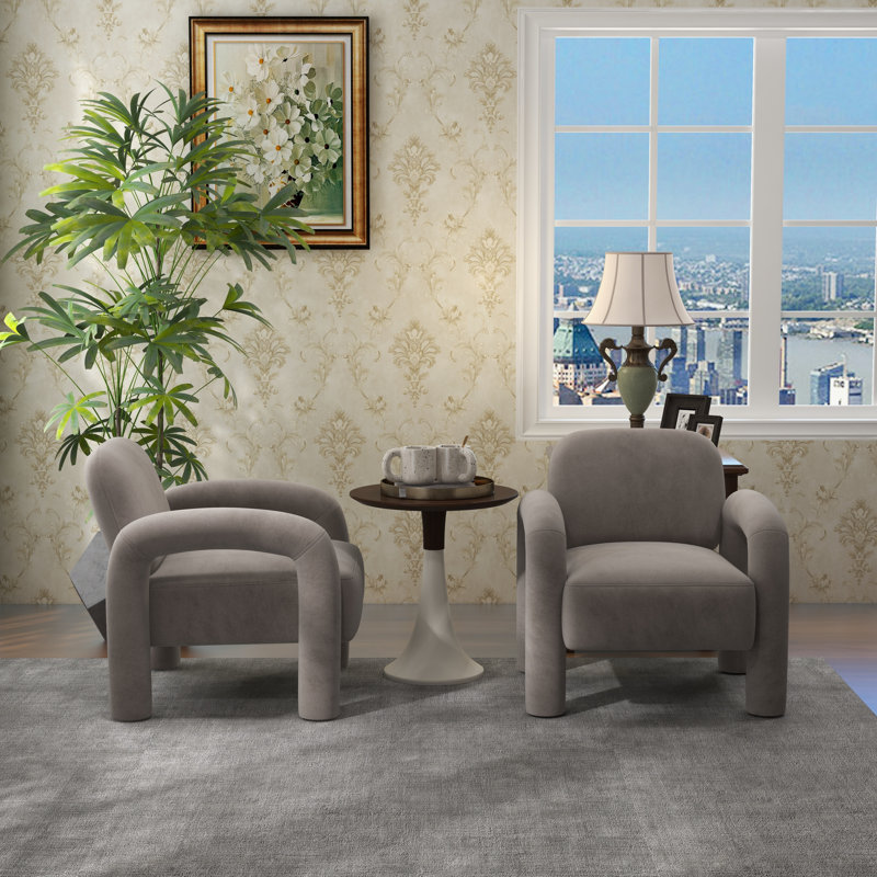 Velvet Armchair, Grey