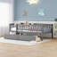 Lit de jour pleine grandeur en bois massif gris Classic Small Space Living avec deux tiroirs de rangement intégrés-129232311-129232313