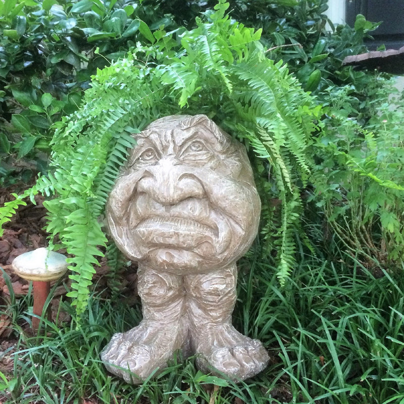 Muggly's Grumpy Gramps Face Statue, 18" H x 11.5" W x 9.25" D, Stone Wash