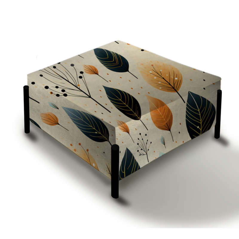 Modern Leaf Patterns II - Plants Large Square Ottoman
