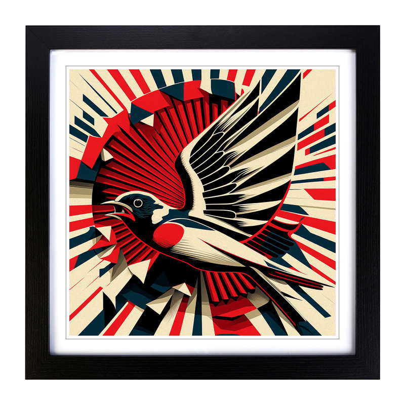 Swallow Constructivism - Framed Print, Black