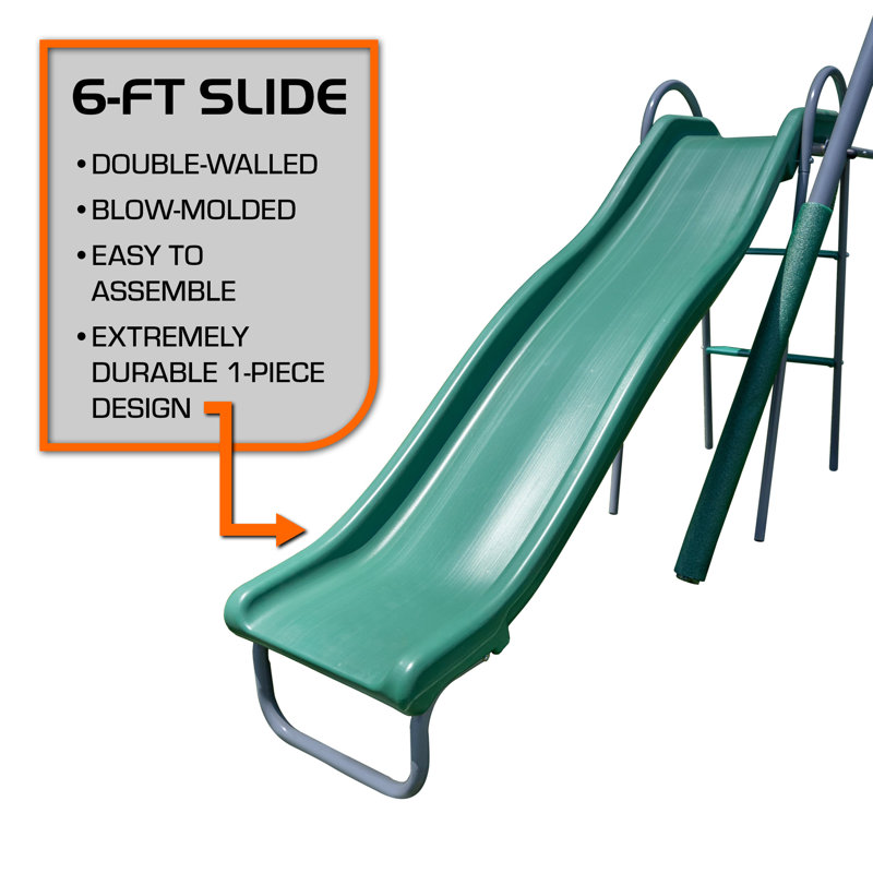 Rochester Green Metal Swing Set with Slide and Glider