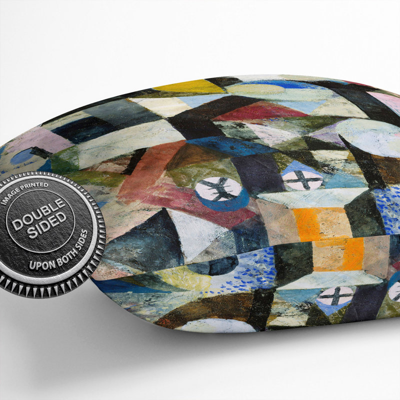 Yellow Half-Moon Square Throw Cushion, 40cm H x 40cm W x 15cm D