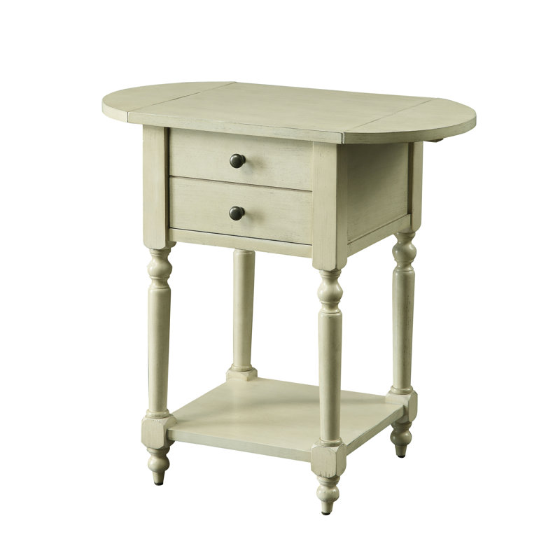 Table de bout avec rangement Kayli, 	Blanc antique