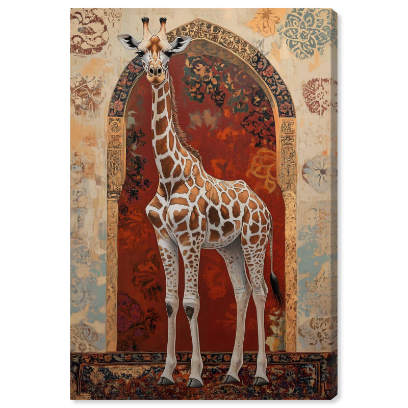 Girafe sur toile, art floral élégant par Art Remedy, H 54 po x l 36 po, Toile tendue