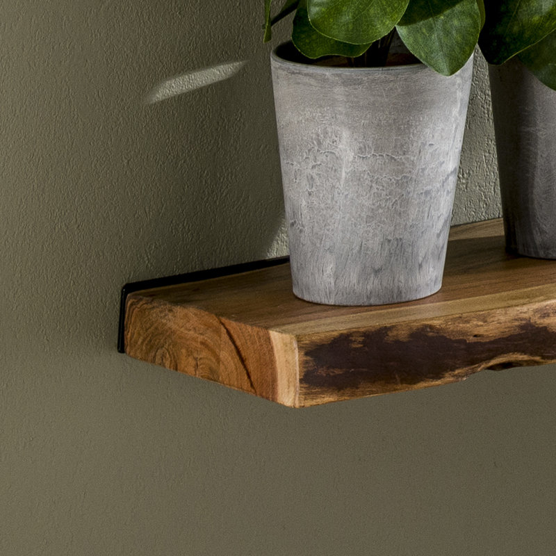 Acacia Solid Wood Floating Shelf, 4cm H x 120cm W x 20cm D