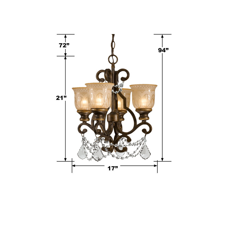 Tusten Mini Chandelier, Clear Majestic Wood Polished