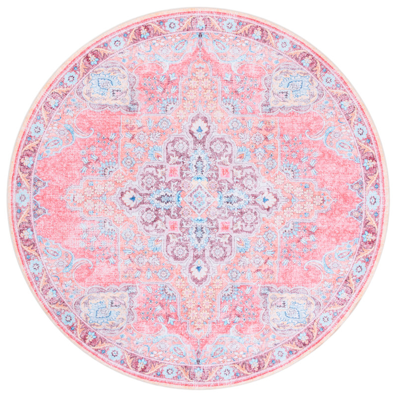 Washable Oriental Indoor Rug, Round 6'