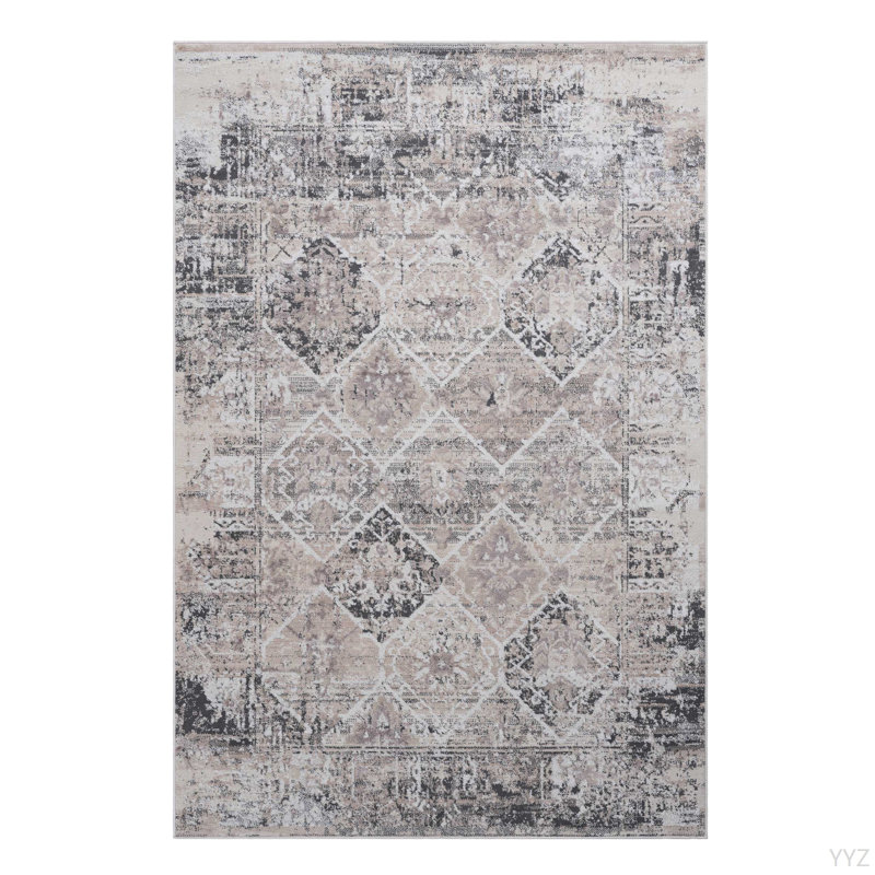 LOOM & LUXE Collection 5X7 Cream/Anthracite /Traditional Non-Shedding Living Room Bedroom Dining Home Office Stylish And Stain Resistant Area Rug