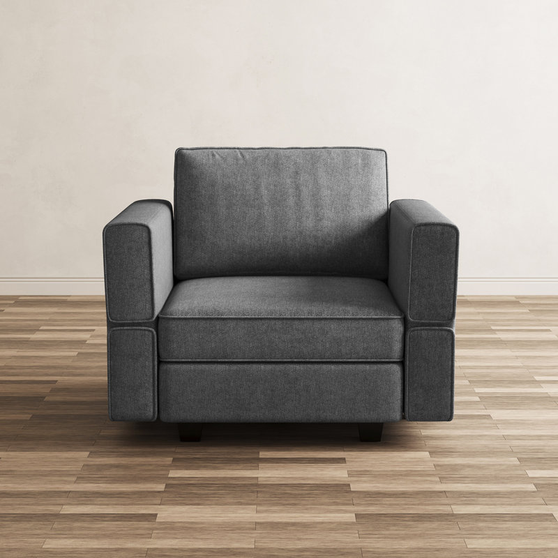 Upholstered Accent Armchair With Storage, Light Gray