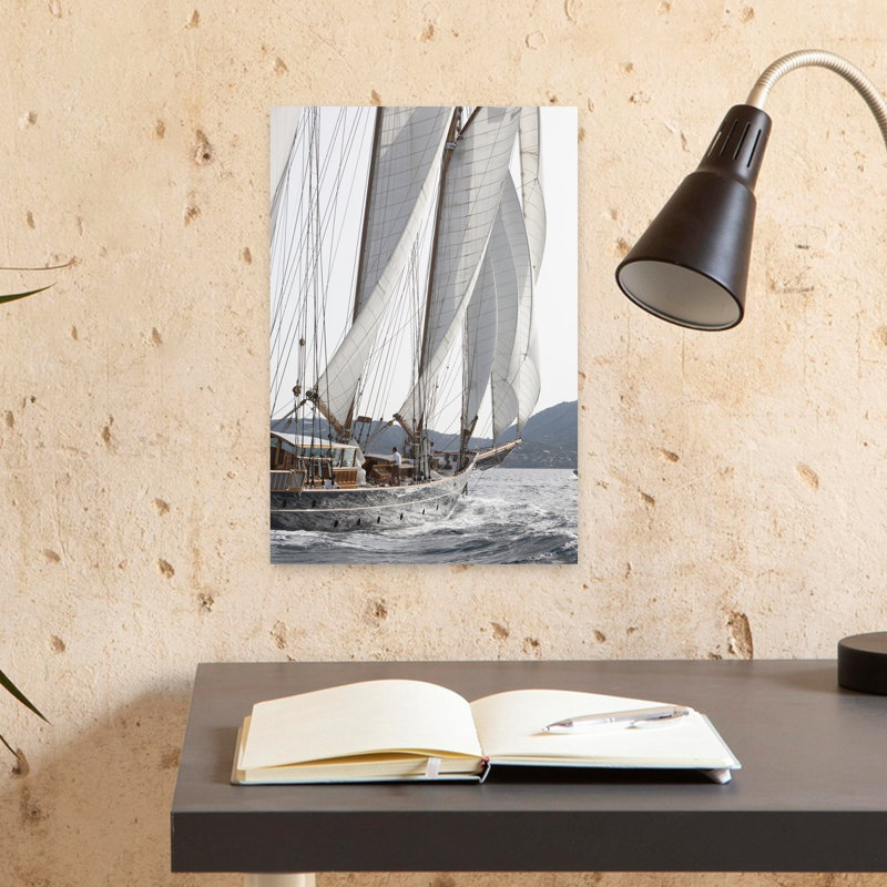Bateau avec voiles, art mural contemporain, H 18 po x l 12 po
