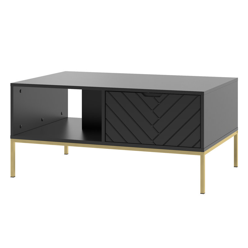 Rodrico Coffee Table with Storage, Black, Black