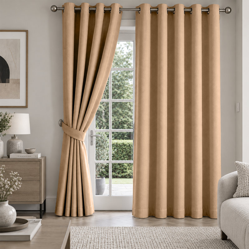 Imperial Homeware London Blackout Curtains, Beige, 168 × 183 cm