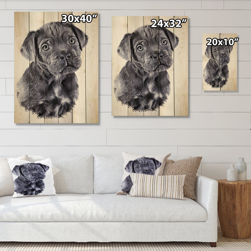Dessin de race de chien Cane Corso - impression traditionnelle sur bois, H 40 po x l 30 po x P 1 po