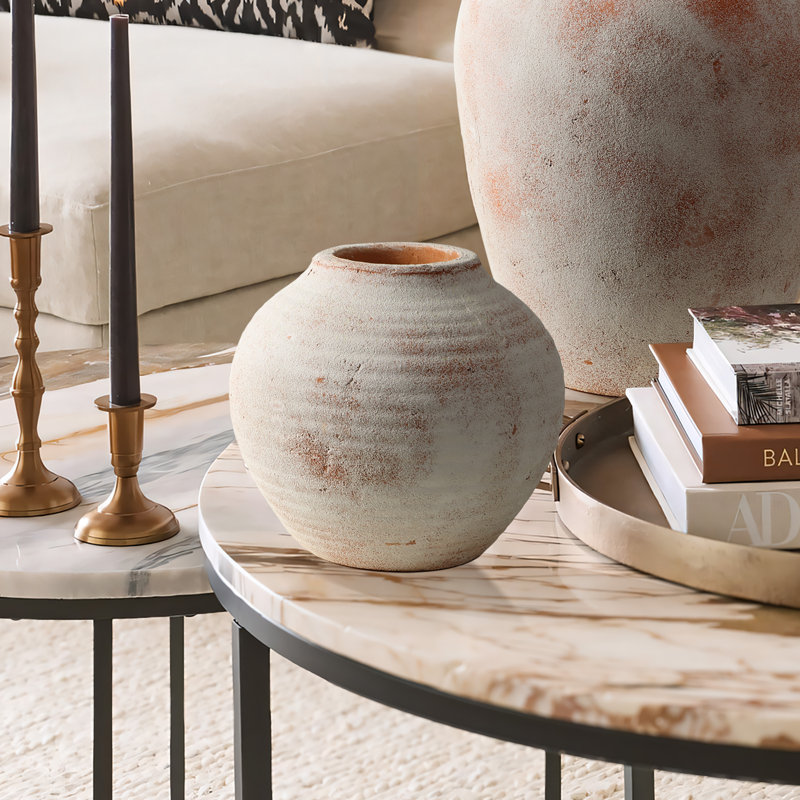 Vase de table rustique fait à la main en terre cuite de 8,3 po Tova Lainie