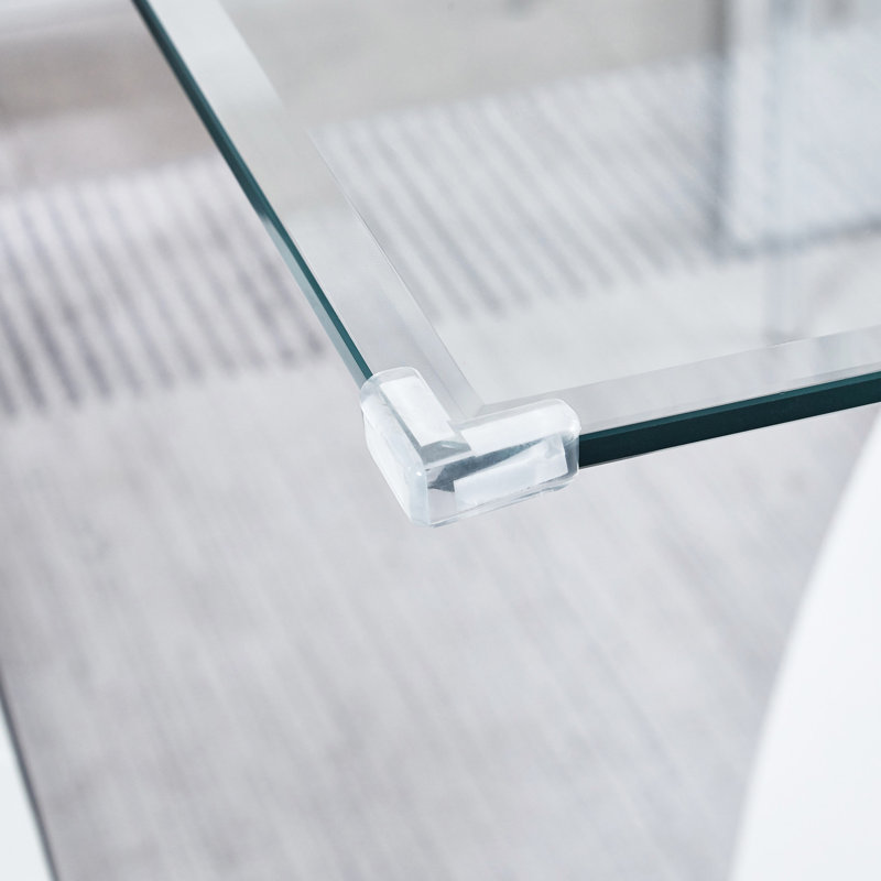 Table de salle à manger rectangulaire avec plateau en verre contemporain