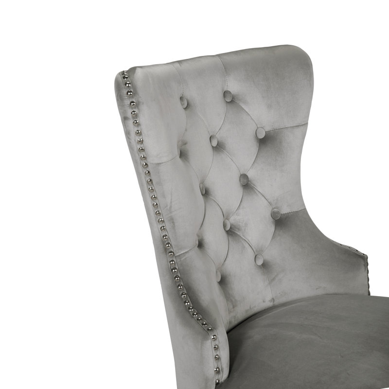 Chaise parsons rembourrée en velours Kamryn, Gris clair