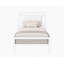 Lit plateforme en métal avec tête de lit tapissier, sans cordon requis, moderne, blanc, simple-27421601-27381507