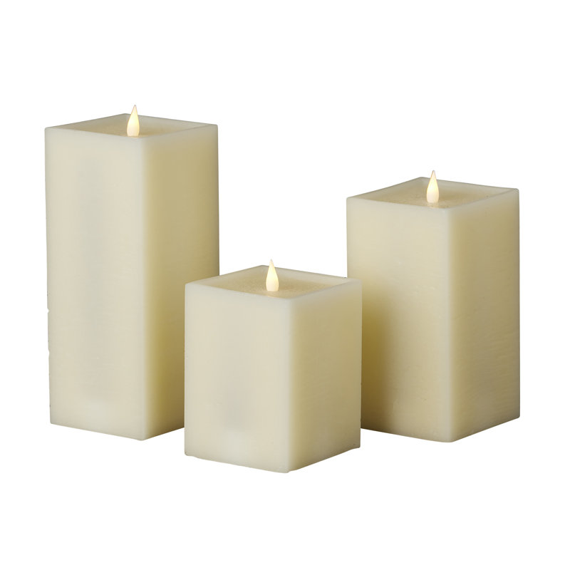 Ensemble de bougies carrées sans flamme Classic Motion, 10 po x 4 po, Ivoire