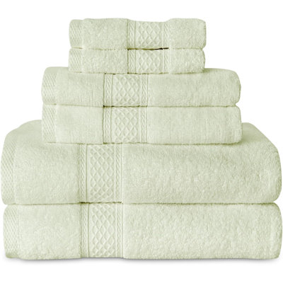  Ensemble de serviettes de bain 100% coton de 6 pièces, 2 serviettes de bain 2 serviettes à main 2 débarbouillettes, serviettes très absorbantes pour salle de bain, salle de sport, hôtel (vert sauge)