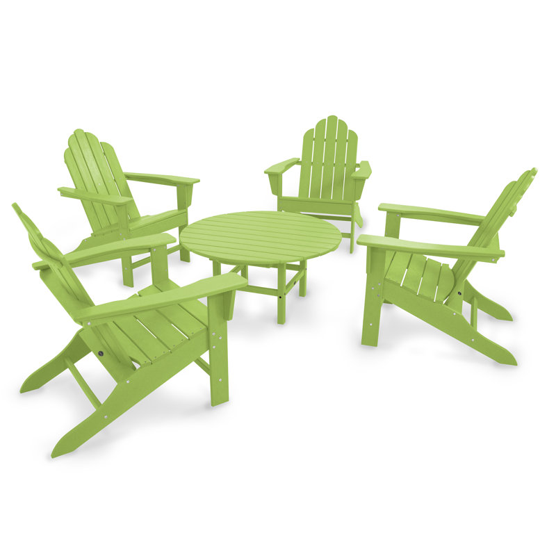 POLYWOOD Long Island Adirondack 5-Piece Conversation Group, Lime