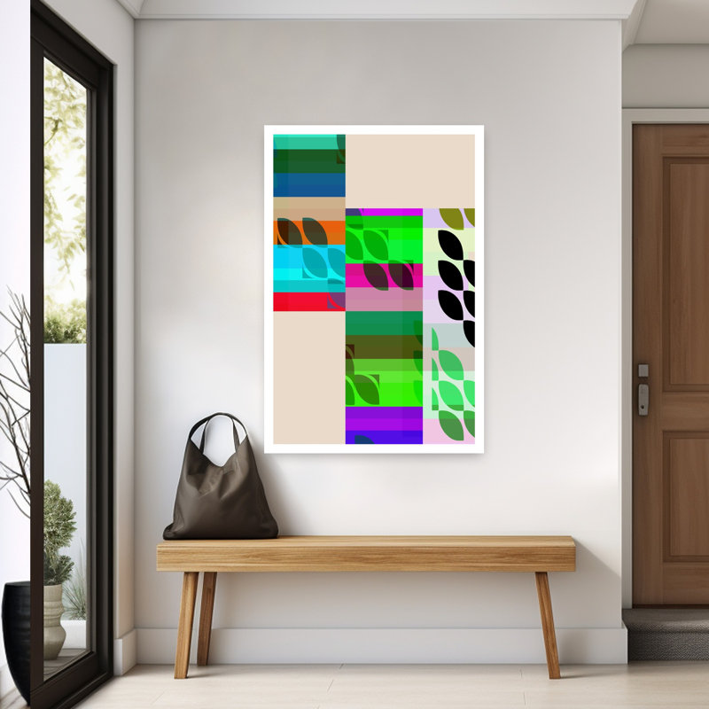 Art contemporain contemporain, paysage audacieux et coloré, H 60 po x l 40 po