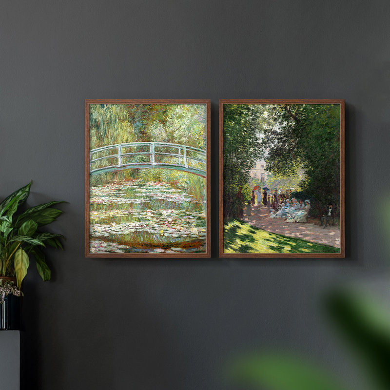 «Vintage Landscape LV», impression giclée sur cadre - ensemble de 2, H 9 po x l 22 po, Noyer
