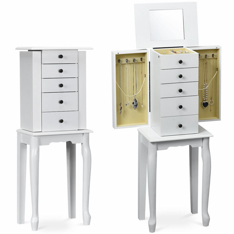 Armoire à bijoux avec miroir 2 couleurs