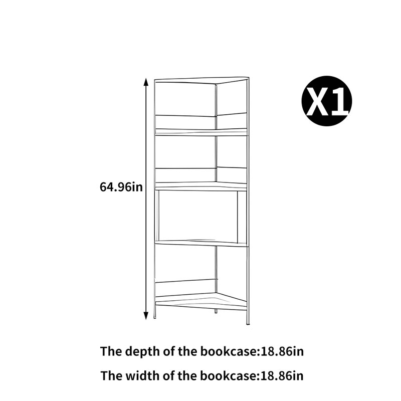 French style retro corner bookcase, Black