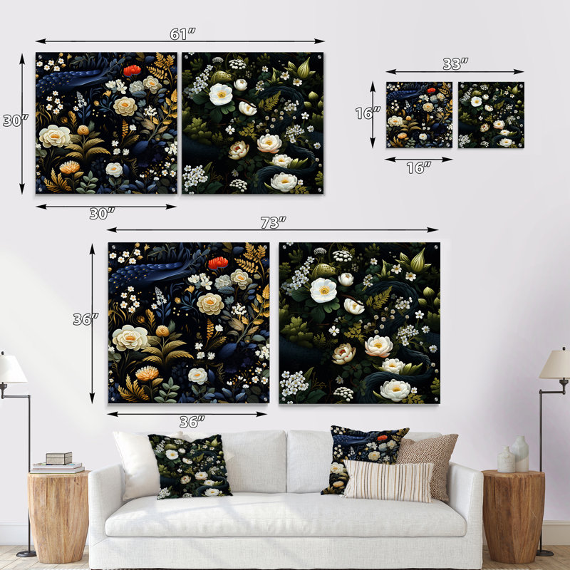 Ange - Ensemble de 2 art mural en verre acrylique, H 36 po x l 73 po