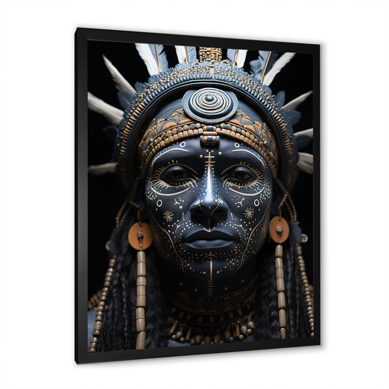 Native Tribal Markings - Impression, H 40 po x l 30 po x P 1,5 po, Cadre photo noir