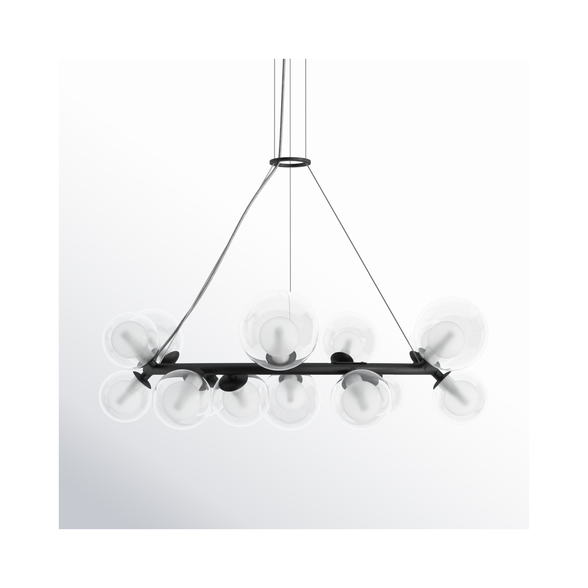 Zahara 14 - Light Wagon Wheel Glass Bubble Chandelier, Black