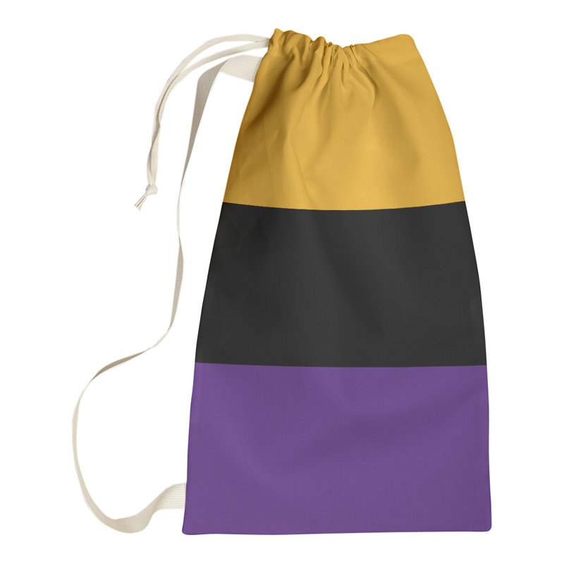 Los Angeles LA Fabric Laundry Bag with Handles, Large ( 36" x 28" x 1.5"), Gold/Black/Purple